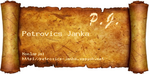 Petrovics Janka névjegykártya